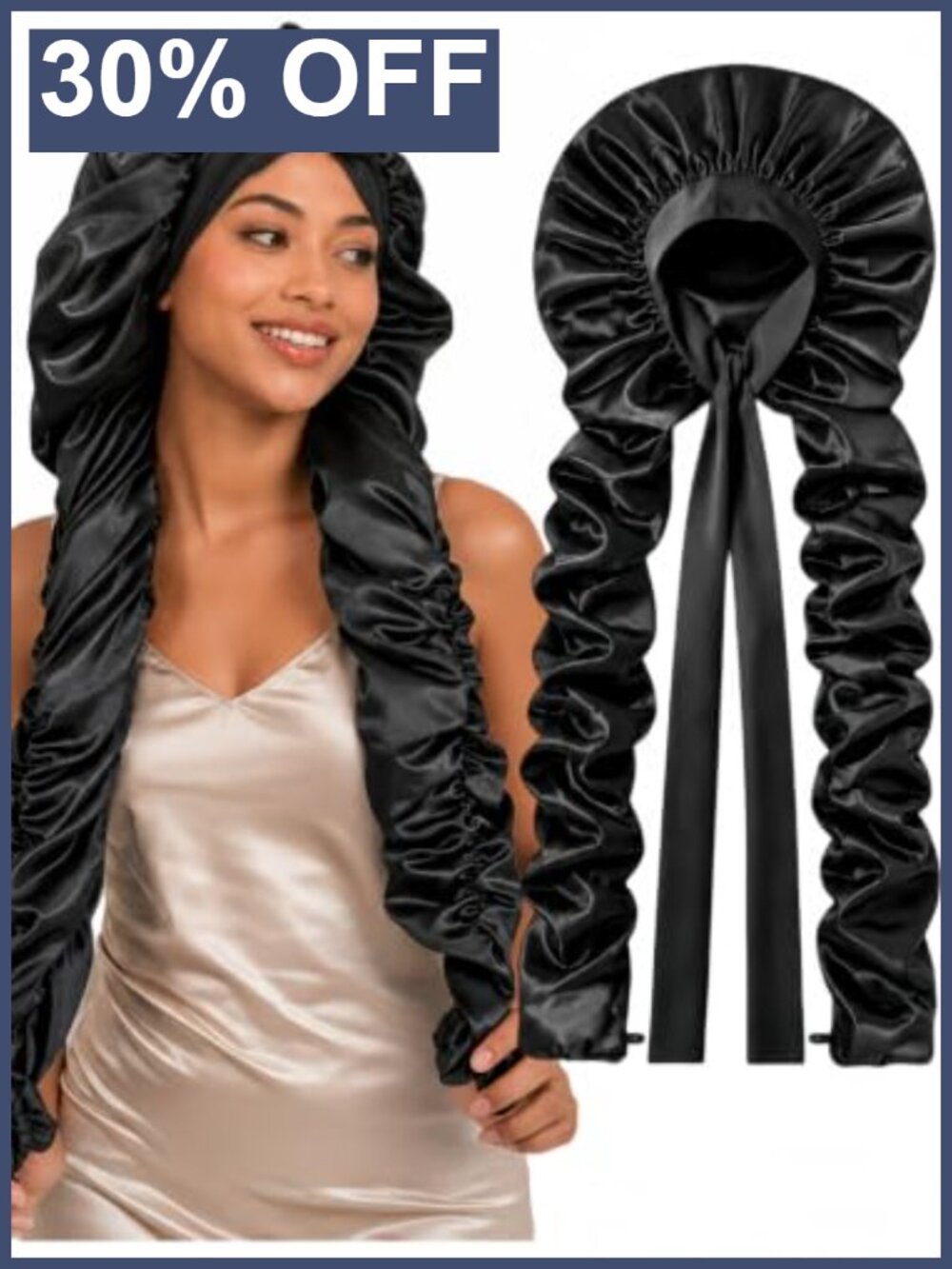 Double Layer Silk-Like Satin Bonnet XXL 33-43" for Braids Long Hair